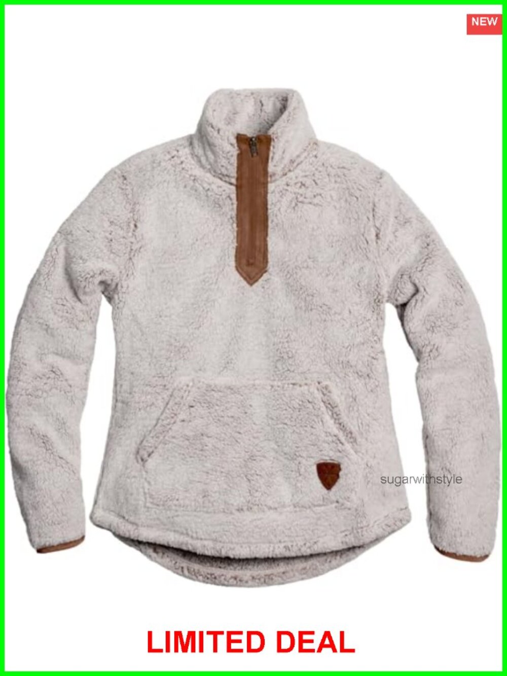 Fuzzy Hide Fleece Pullover 1/4 Zip Sweatshirt Cozy Kangaroo Pocket